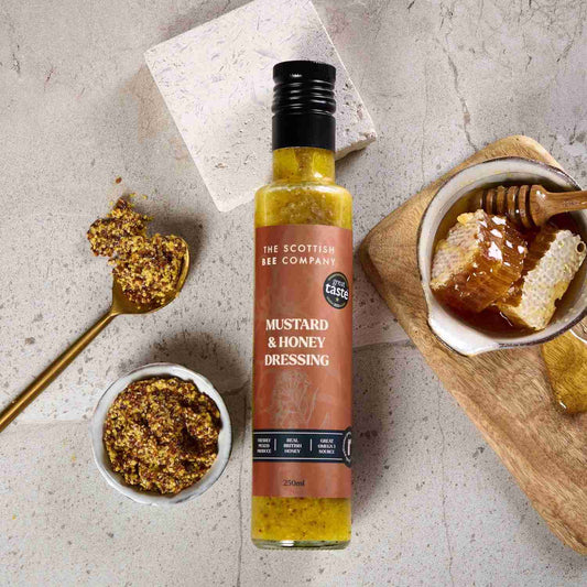 Scottish Bee Company Mustard & Honey Dressing Situational Shot